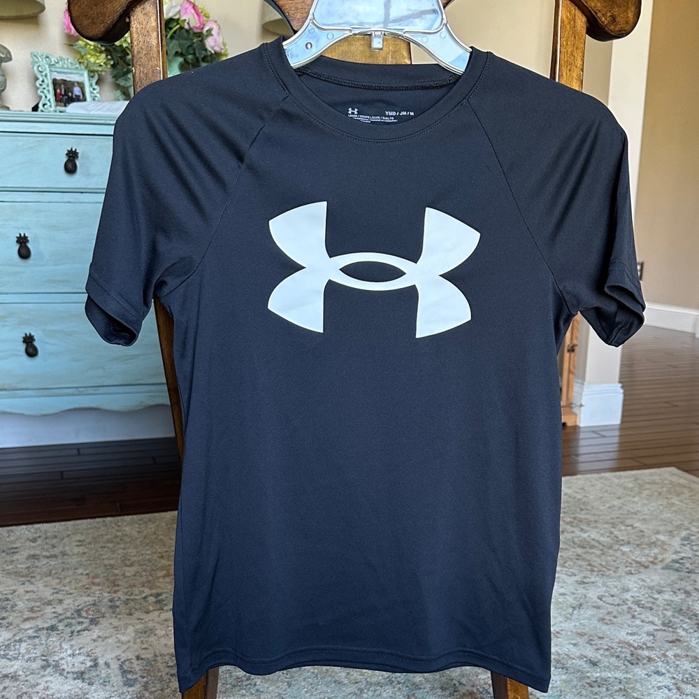 Under Armour Kids Black Tee with White Logo